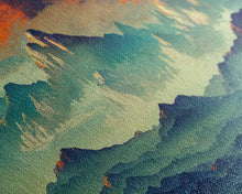 Carregar imagem no visualizador da galeria, Beautiful Fantasy Mountain Landscape With Orange Clouds, Framed Canvas Print, Ready To Hang Panoramic Wall Decorr
