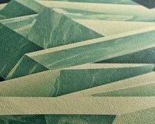 Load image into Gallery viewer, Cubism abstract geometric painting print, green marble shapes, framed canvas print
