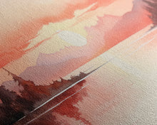 Load image into Gallery viewer, Beautiful Red Lake Sunset 3 Piece Framed Canvas Print Set, Above Sofa Art, Living Room Decor, Beautiful Wall Art, Watercolor Painting
