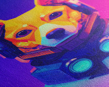 Load image into Gallery viewer, Cyberpunk Corgi Portrait, Futuristic Corgi, Framed Canvas Print, Ready To Hang Framed Wall Art, Living Room Wall Hanging

