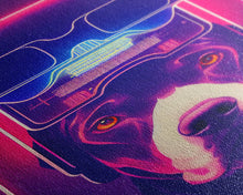 Load image into Gallery viewer, Cyberpunk Pitbull Portrait, Futuristic Dog Portrait, Framed Canvas Print, Ready To Hang Framed Wall Art, Living Room Wall Hanging
