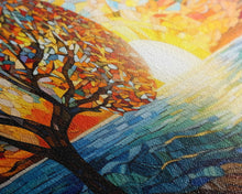 Load image into Gallery viewer, Mosaic Wall Art, Abstract Wall Art, Nature Wall Print, Sunset Art, Canvas Print, Wall Hanging, Panoramic Art, Kitchen Wall Art, Gift Ideas
