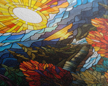 Cargar imagen en el visor de la galería, Stained Glass Wall Art, Abstract Wall Print, Sunset Art, Canvas Print, Wall Hanging, Panoramic Art, Bookshelf Decor, New Home Gift Ideas
