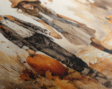 Load image into Gallery viewer, Boy And Girl Holding Hands, Fall Wall Decor, Canvas Print, Wall Hanging, Panoramic Art, Kids Wall Art, Nursery Wall Art, Gifts For Grandma
