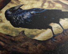 Load image into Gallery viewer, Portrait of a raven, cool crow art, framed canvas print
