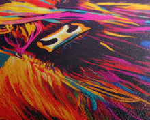 Cargar imagen en el visor de la galería, Colorful farmhouse art, Highland cow, Scotland cattle, framed canvas print
