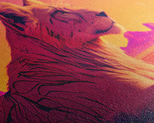 Cargar imagen en el visor de la galería, Cool lioness art, boss lady art, framed canvas print, pastel art of Africa
