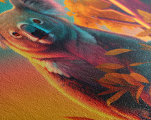 Cargar imagen en el visor de la galería, Cute Koala bear at sunset, vaporwave animal art, framed canvas print, framed wall art, ready to hang
