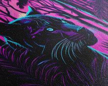Load image into Gallery viewer, Vaporwave art,  framed canvas print, Jungle Panther synthwave portrait
