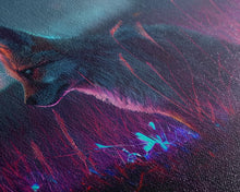 Carregar imagem no visualizador da galeria, Cute animal prints, vaporwave fox hunting in the tall grass, framed canvas print
