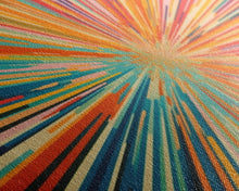 Load image into Gallery viewer, MCM Mid Century Modern Retro Canvas Print Mid Century Wall Art Large Wall Art Geometric Art in Teal Coral and Yellow "Light Speed Tunnel"
