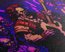 Load image into Gallery viewer, Human bard pixel art, vaporwave RPG concept art, framed canvas print, synthwave tabletop art
