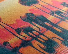 Load image into Gallery viewer, Sun beading down on a family of Elephants, framed canvas print
