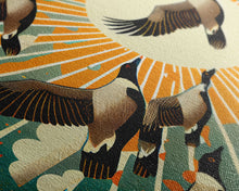 Cargar imagen en el visor de la galería, Flock of Geese, art deco style, midcentury style art, framed canvas print

