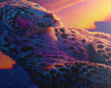 Load image into Gallery viewer, Portrait of a leopard at sunset, vaporwave art, framed canvas print, framed wall art, animal prints
