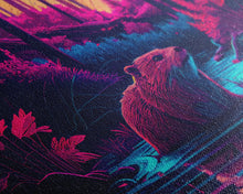 Carregar imagem no visualizador da galeria, Cute beaver in a river, pink vaporwave art, animal  prints, framed canvas print, framed wall art
