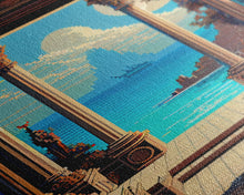 Load image into Gallery viewer, Retro Style Videogame Art, Pixel Roman Architecture Art, 8 bit art, framed canvas print
