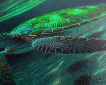 Load image into Gallery viewer, Cute Sea Turtles swimming in the ocean, sea turtle wall decor, framed canvas print
