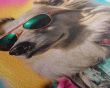 Load image into Gallery viewer, Dog With Shades, Pomeranian Wall Print, Dog Wall Art, Pink Shirt, Funny Wall Art, Framed Wall Art, Framed Canvas, Wall Print, Wall Canvas
