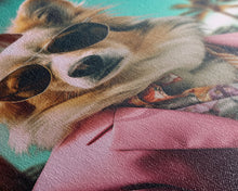 Load image into Gallery viewer, Corgi Wall Print, Dog Wall Art, Dog Sunglasses, Pink Suit, Floral Shirt, Funny Art, Framed Wall Art, Framed Canvas, Wall Print, Wall Canvas
