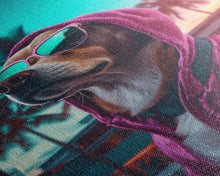 Cargar imagen en el visor de la galería, Corgi In Hot Pink Hoodie Sunglasses Wall Print, Dog Portrait, Dog Art Print, Framed Wall Art, Framed Canvas, Wall Print, Wall Canvas
