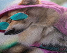 Cargar imagen en el visor de la galería, Corgi Pink Hoodie Wall Print, Animal Wall Art, Dog Portrait, Dog Art Print, Framed Wall Art, Framed Canvas, Wall Print, Wall Canvas
