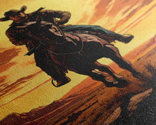 Load image into Gallery viewer, Cowboy Wall Decor, 12x18 Art Print, Equestrian Wall Art, Western Decor, Southwestern Art, Wild West Painting Wall Art, Framed Canvas Print
