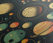 Carregar imagem no visualizador da galeria, Art Deco Inspired Planetary Solar System Art, Framed Canvas Print, Cute Nursery Decor

