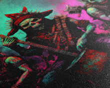 Load image into Gallery viewer, Death Metal Skeletons, Medieval Heavy Metal Undead Band Art, Framed Canvas Print, Unique Office Large Wall Art, Mancave Art
