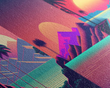 Load image into Gallery viewer, Retro 80s Style Art, 3 Panel Framed Canvas Prints, Canvas Wall Art, Synthwave / Vaporwave Aesthetic Retro Style Wall Art, Pink Wall Decor
