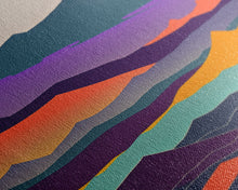 Load image into Gallery viewer, Scandinavian Inspired Pacific Northwest Art, Minimalist Boho Style Forest Landscape, Framed Canvas Art, Abstract Art, Purple Mountains
