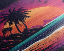 Load image into Gallery viewer, Framed Canvas Print - Pop Art Style Beach at Sunset with Palm Trees - Retro Style - Living Room / Office / Bedroom Wall Art
