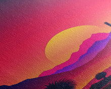 Load image into Gallery viewer, Framed Canvas Art Print - Desert Landscape at Sunset - Pop Art Style - Home Decor - Southwest Art, California Desert Decor

