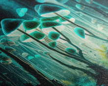 Carregar imagem no visualizador da galeria, The Forest Floor, Framed Canvas Print, Glowing Mushrooms, Bioluminescent Mushroom Art, Color fantasy wall art
