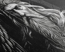 Carregar imagem no visualizador da galeria, Black and White Portrait of Odin and Muninn, King of The Gods, Framed Canvas Print, Odin&#39;s Ravens, Norse Mythology Art
