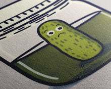 Load image into Gallery viewer, Sad Pickle Art, Framed Canvas Print, The Last Pickle, Cartoon Pickle Art
