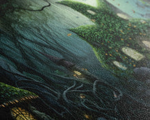 Load image into Gallery viewer, Gnome City, Wall Art, Fantasy Canvas Print, Framed Art, Tiny Gnome Houses On The Forest Floor
