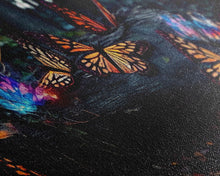 Carregar imagem no visualizador da galeria, Glowing butterflies, fantasy forest wall art, framed canvas print, mother&#39;s day, mom gift, monarch butterflies
