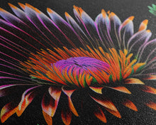 Load image into Gallery viewer, Neon Flowers Wall Art, Framed Canvas Print, Original Flower Painting, Mother's Day Gift, Floral Decor, Black Background Flower Art
