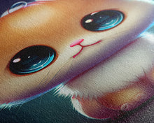 Load image into Gallery viewer, Cute Kawaii Kitten, Anime Style Art, Framed Canvas Print, Framed Art, Cat Portrait, Cartoon Cat, Kawaii Artwork
