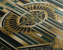 Carregar imagem no visualizador da galeria, Art Deco Pattern Wall art | Framed Canvas Print | Art Deco | Gold &amp; green art | Wonderful art | Lines art | Geometric art | Living room art
