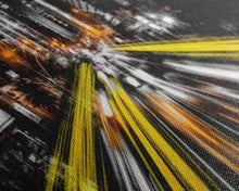 Load image into Gallery viewer, Long Exposure City Street Lights Wall Art, Urban Art Print, Night In The City, Streaks Of Light, Panoramic, Wall Art, Canvas Print
