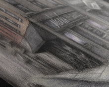Load image into Gallery viewer, Dystopian City Canvas Print, Buildings, Man On Street, Urban Art, Large Urban Art Print, Wall Decor, Panoramic, Wall Art, Canvas Print
