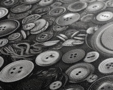 Carregar imagem no visualizador da galeria, Buttons Wall Decor, Sewing Room, Craft Room, Black And White, Minimalist Print, Wall Decor, Canvas Print, Wall Art, Framed Canvas
