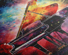 Carregar imagem no visualizador da galeria, Galaxy Themed Grand Piano Wall Art, Musical Instrument Print, Studio Art, Framed Canvas Print, Piano Art, Baby Grand Piano
