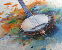 Load image into Gallery viewer, 4 String Banjo Gift, Banjo Wall Art Canvas Print, Country Music Art, Guitar Art, Banjo Poster Print, Banjo Gifts, Musical Art
