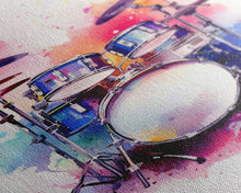 Carregar imagem no visualizador da galeria, Drum Art, Gift For Drummer, Framed Canvas Print, Studio Art, Music Studio Decor, Drum Set
