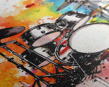 Carregar imagem no visualizador da galeria, Drum Art, Gift For Drummer, Framed Canvas Print, Studio Art, Music Studio Decor, Drum Set
