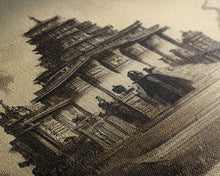 Load image into Gallery viewer, Incan Temple diagram art, canvas print, unique Mayan or Incan style temple diagram wall art, 1800s inca style wall art
