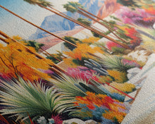 Load image into Gallery viewer, Desert Landscape Wall Art, Mountains Wall Print, Palm Trees Art, Panoramic Art, Wall Art, Canvas Art, Landscape Art, Modern House Art
